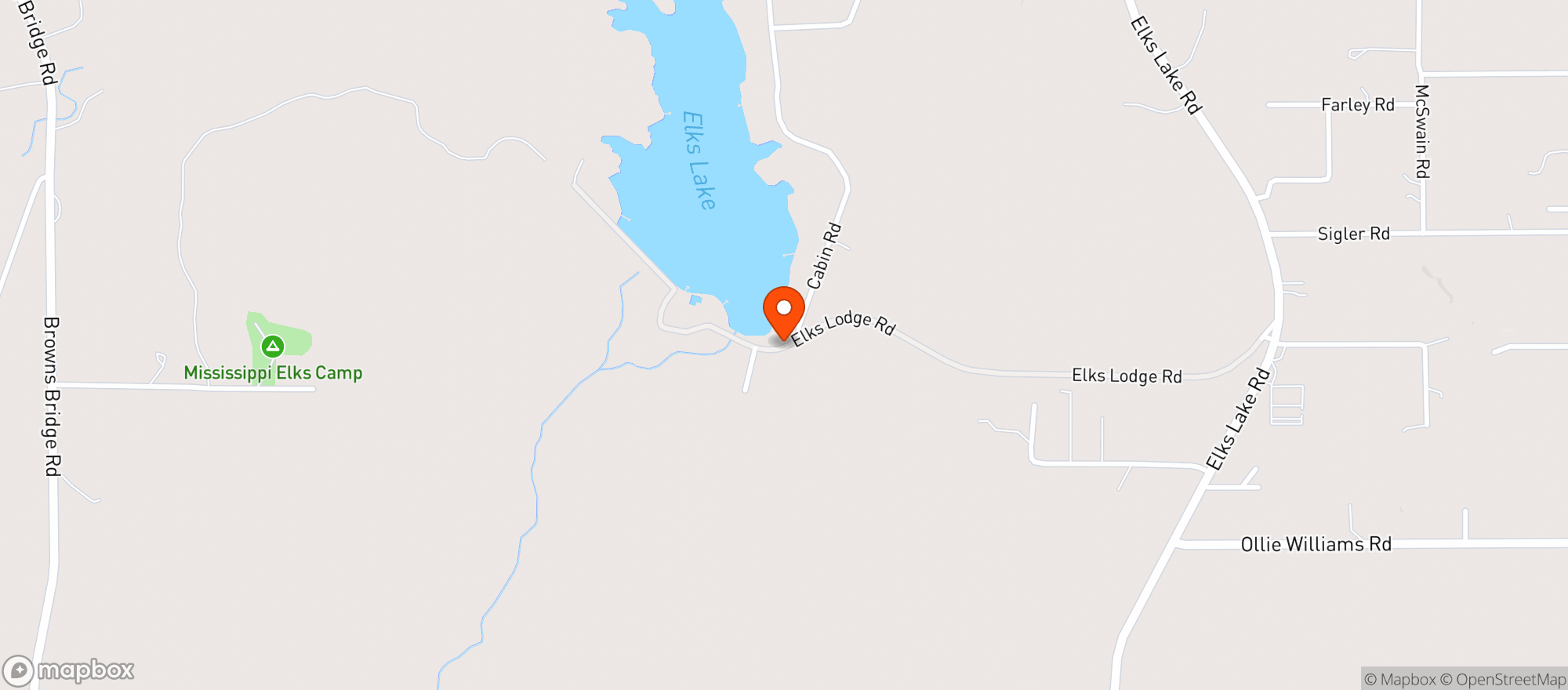 Map showing Elks Lodge