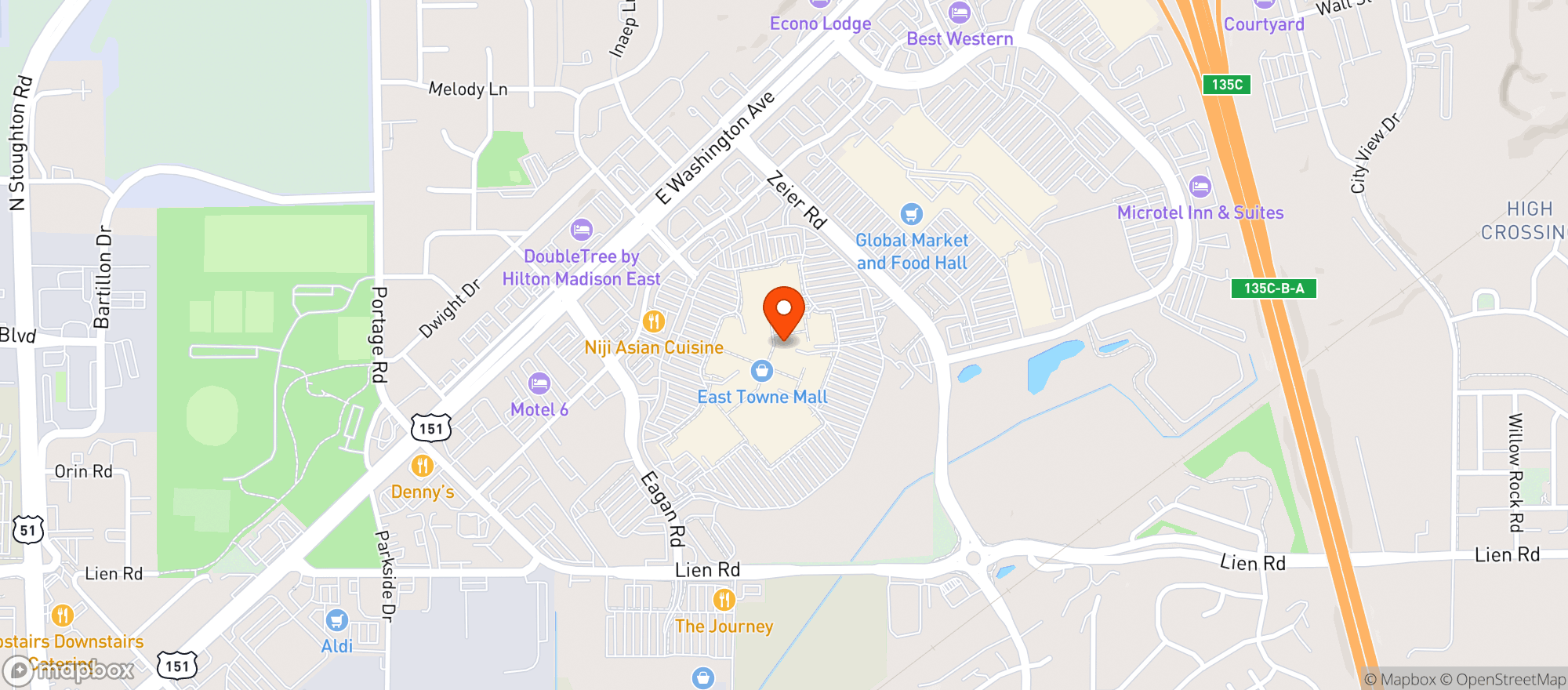 Map showing Buffalo Wild Wings Gril #413