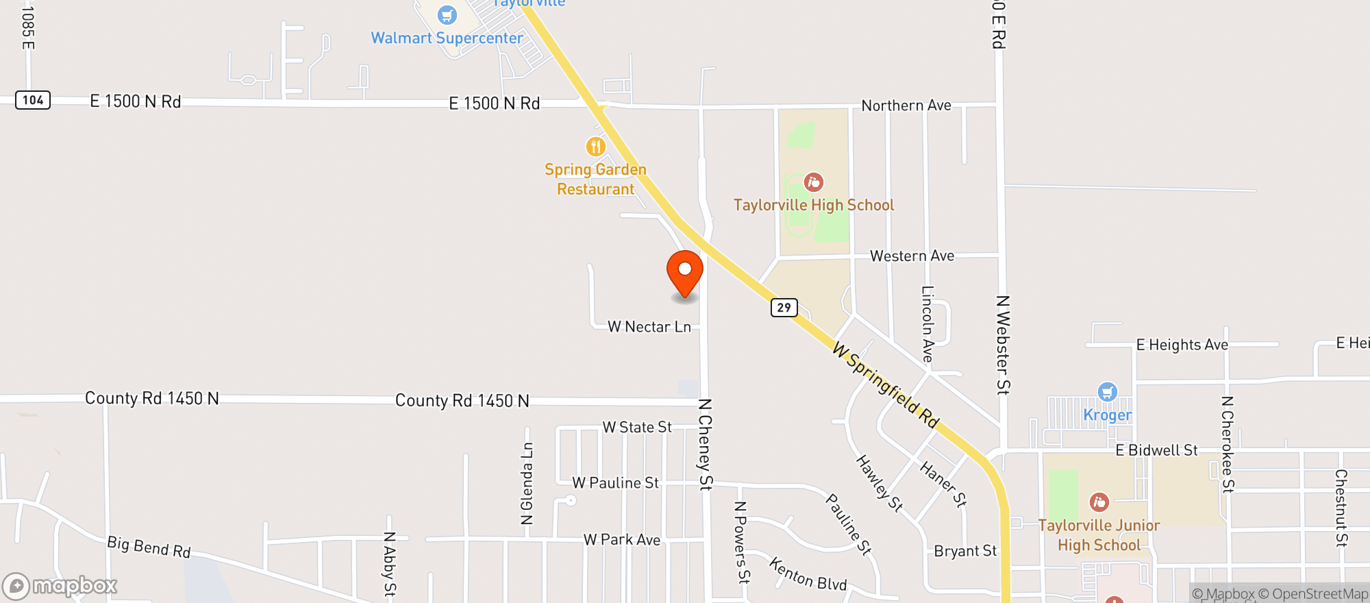 Map showing Discount Liquor - Taylorville