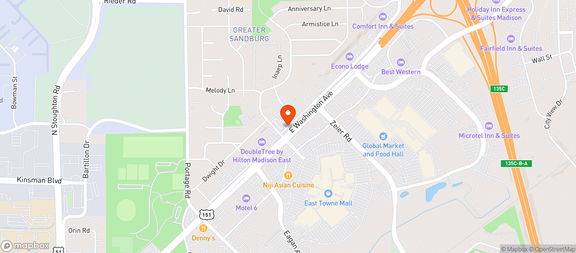 Map showing La Hispana Grocery Store
