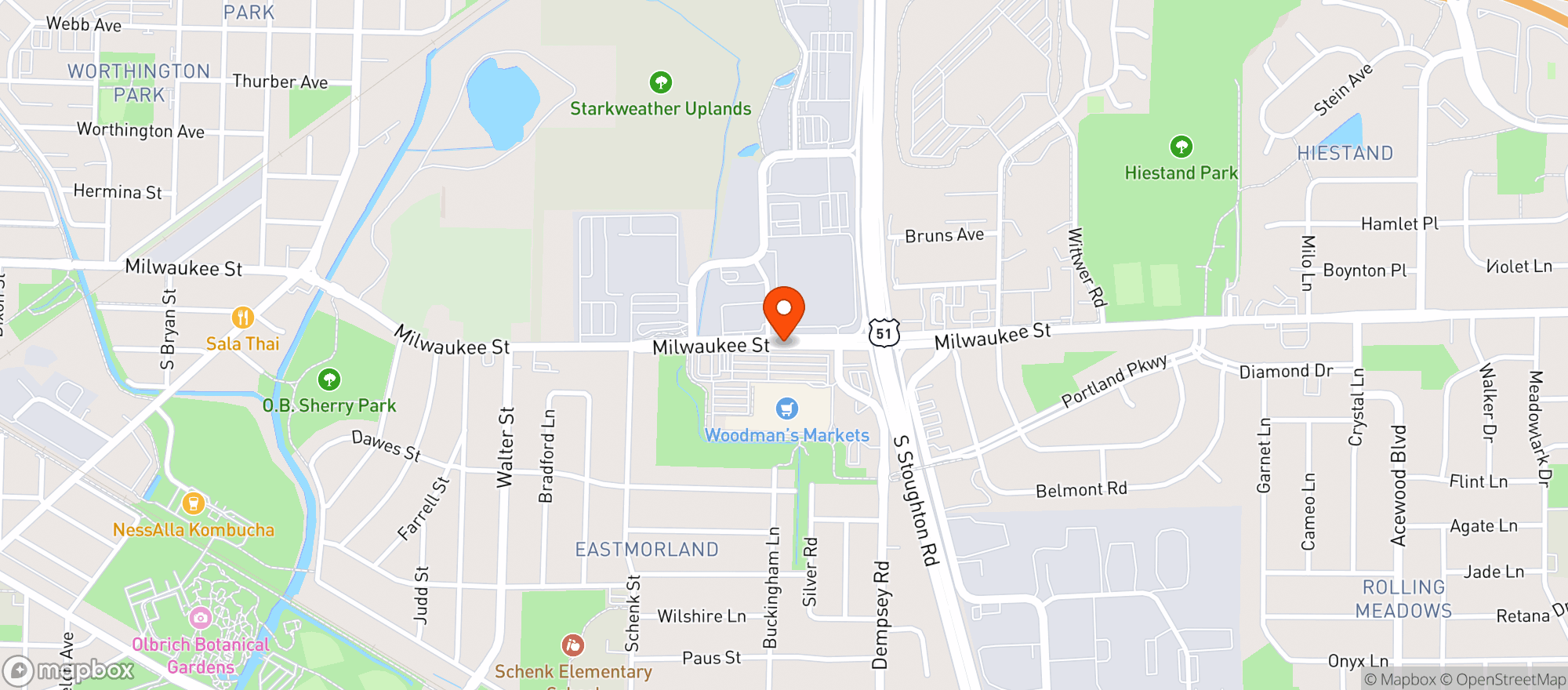 Map showing Woodmans Food Market