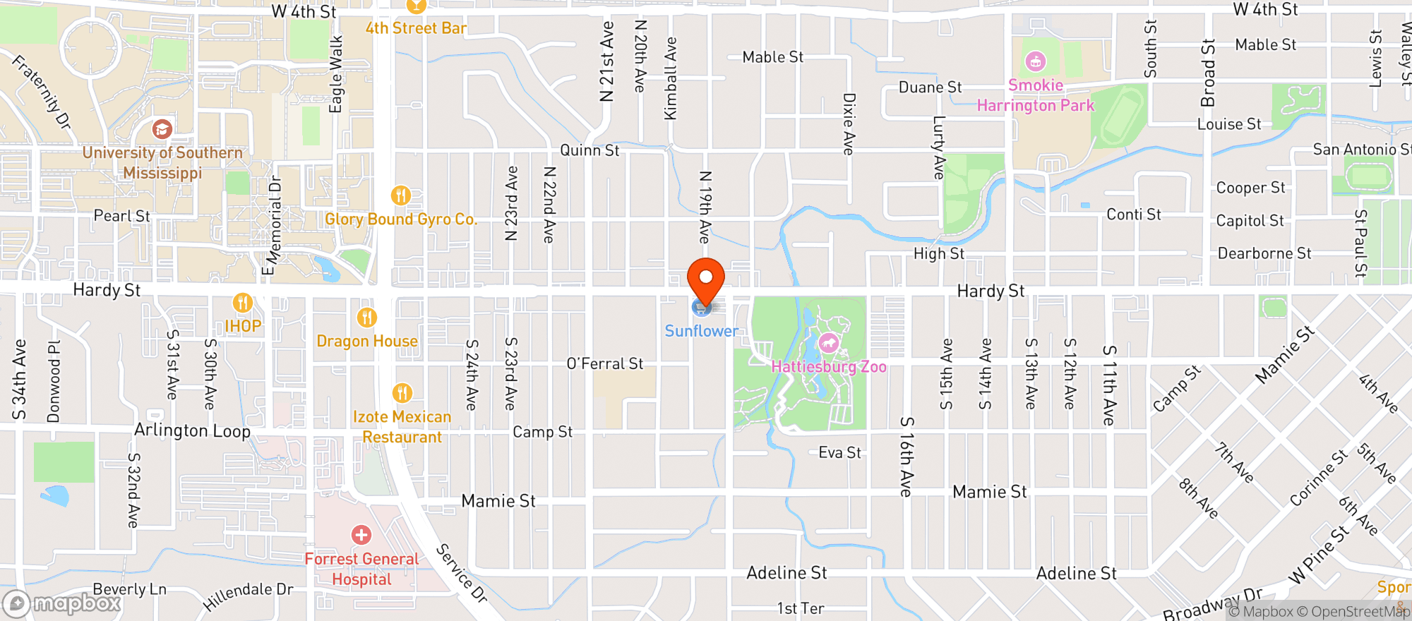 Map showing Corner Market #6074