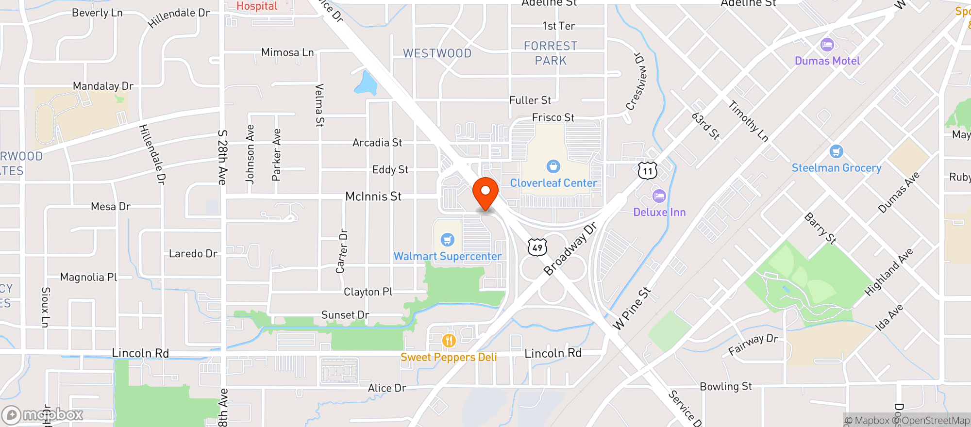 Map showing Walmart Supercenter