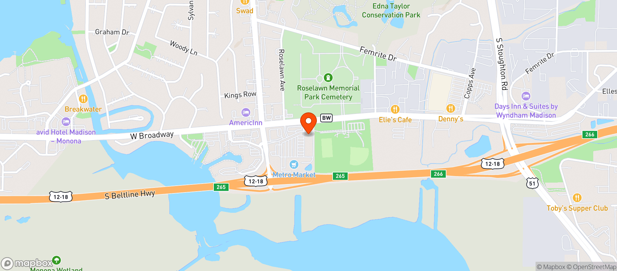 Map showing Buffalo Wild Wings Gril #411