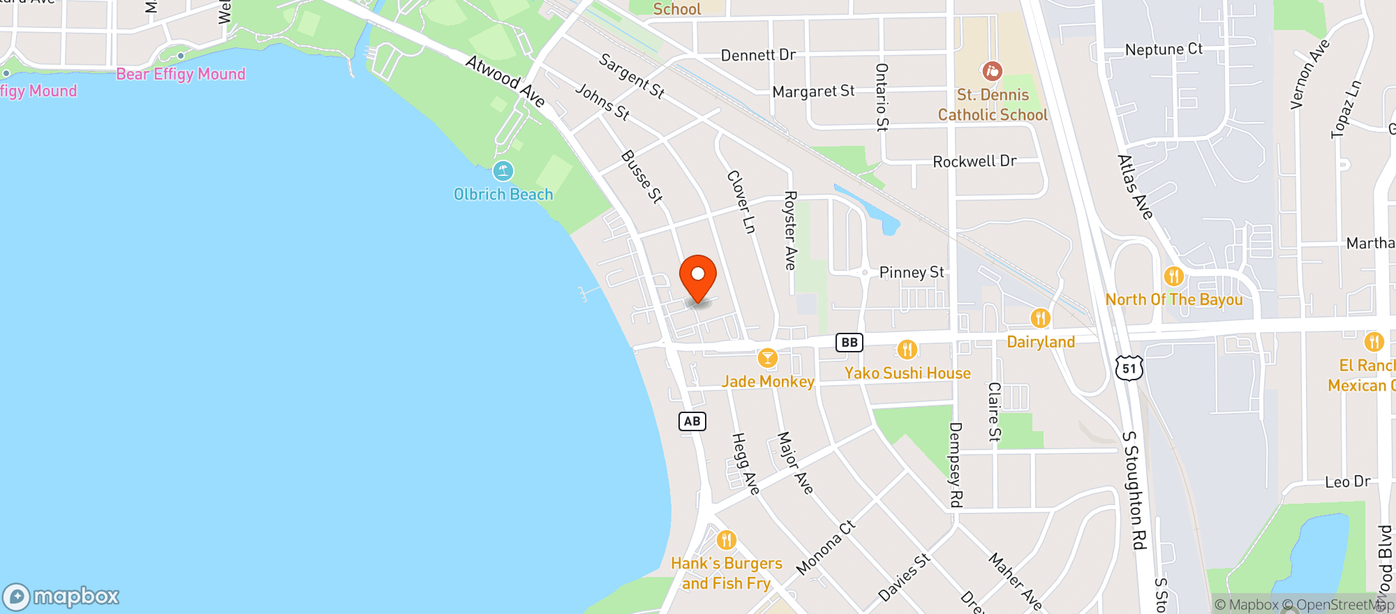 Map showing Harley S Liquor & Bait