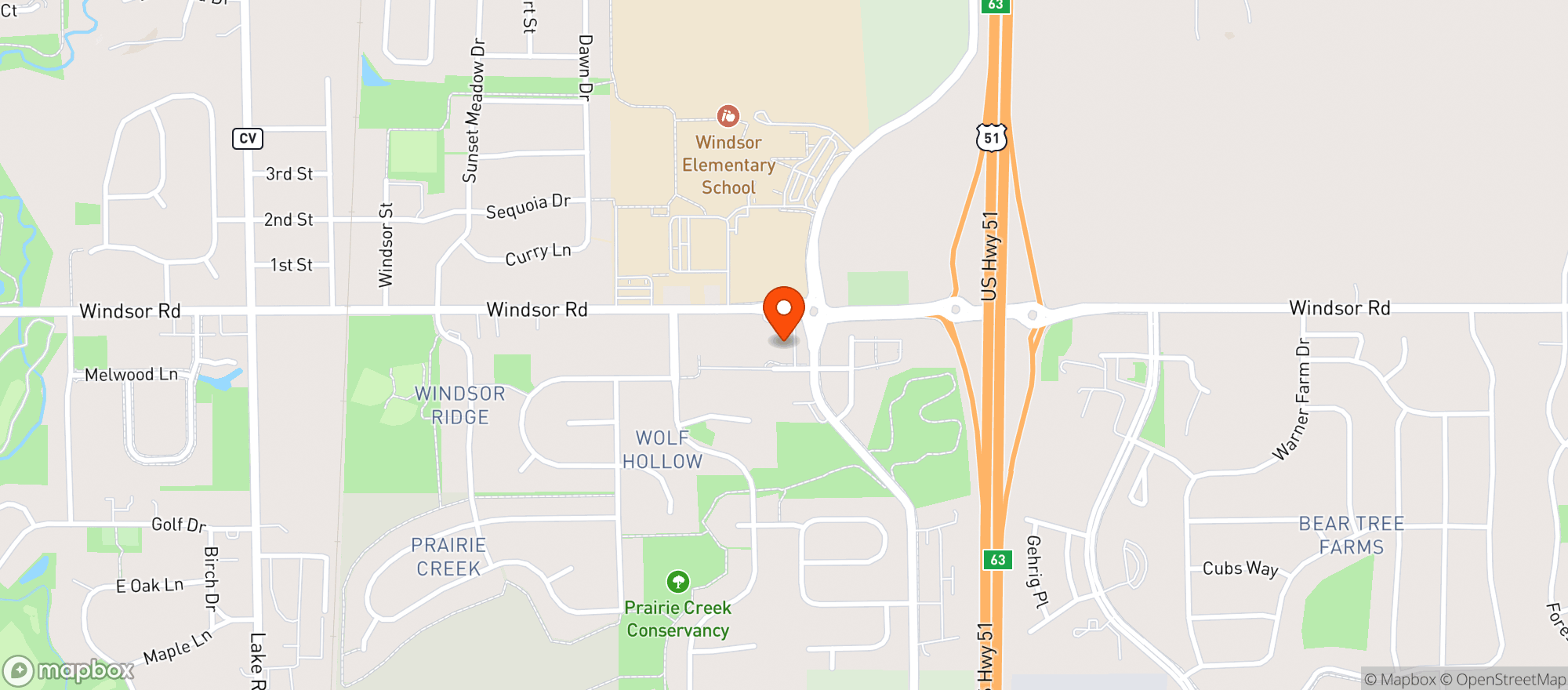 Map showing Kwik Trip #1023 - Windsor Hwy 51