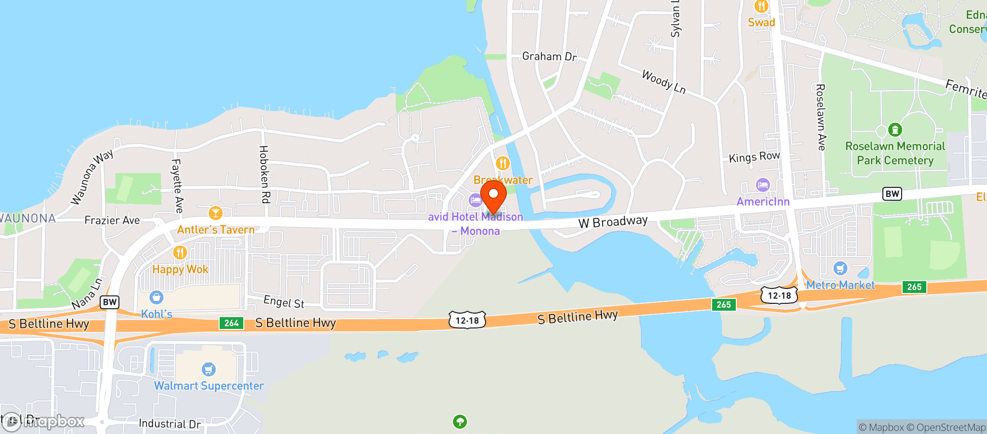 Map showing Breakwater