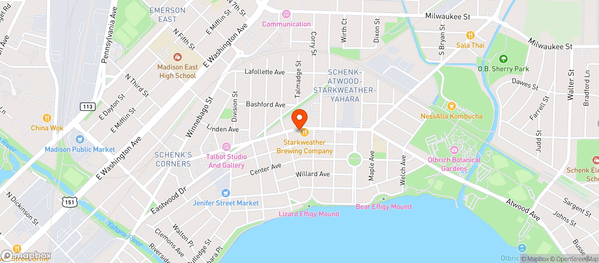 Map showing Bunky S Cafe