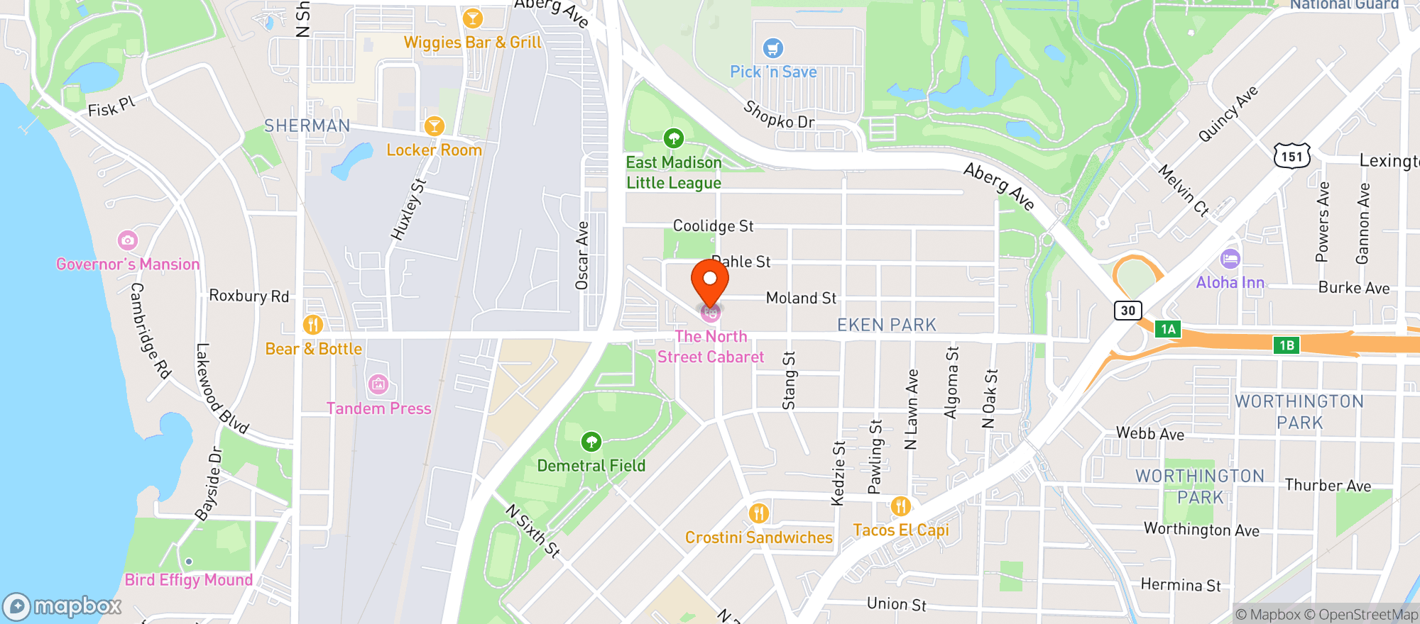 Map showing The North Street Cabaret