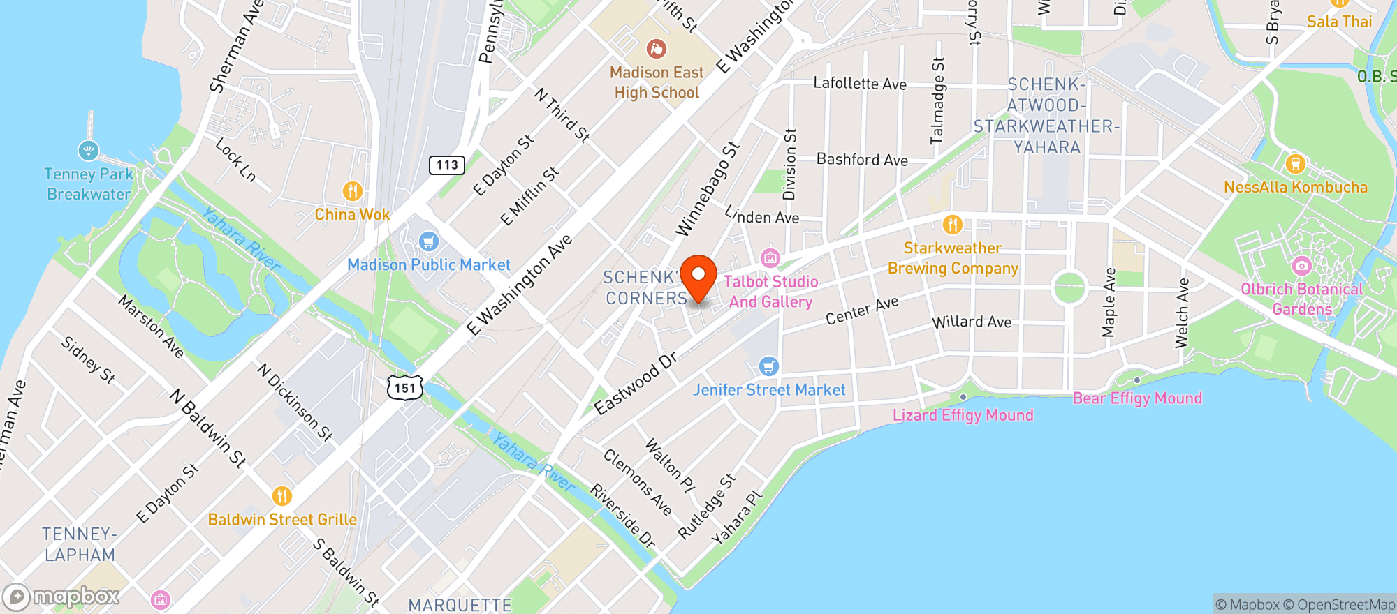 Map showing Turning Leaf Madison East