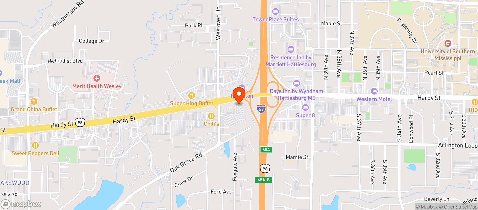 Map showing Winn Dixie #2626