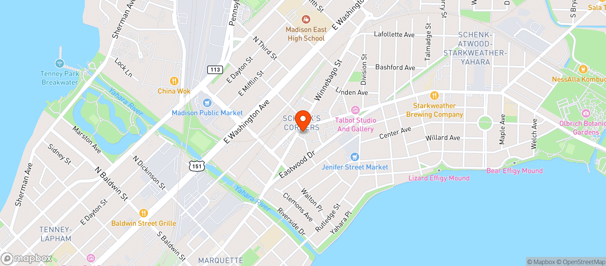 Map showing The Green Room Public House