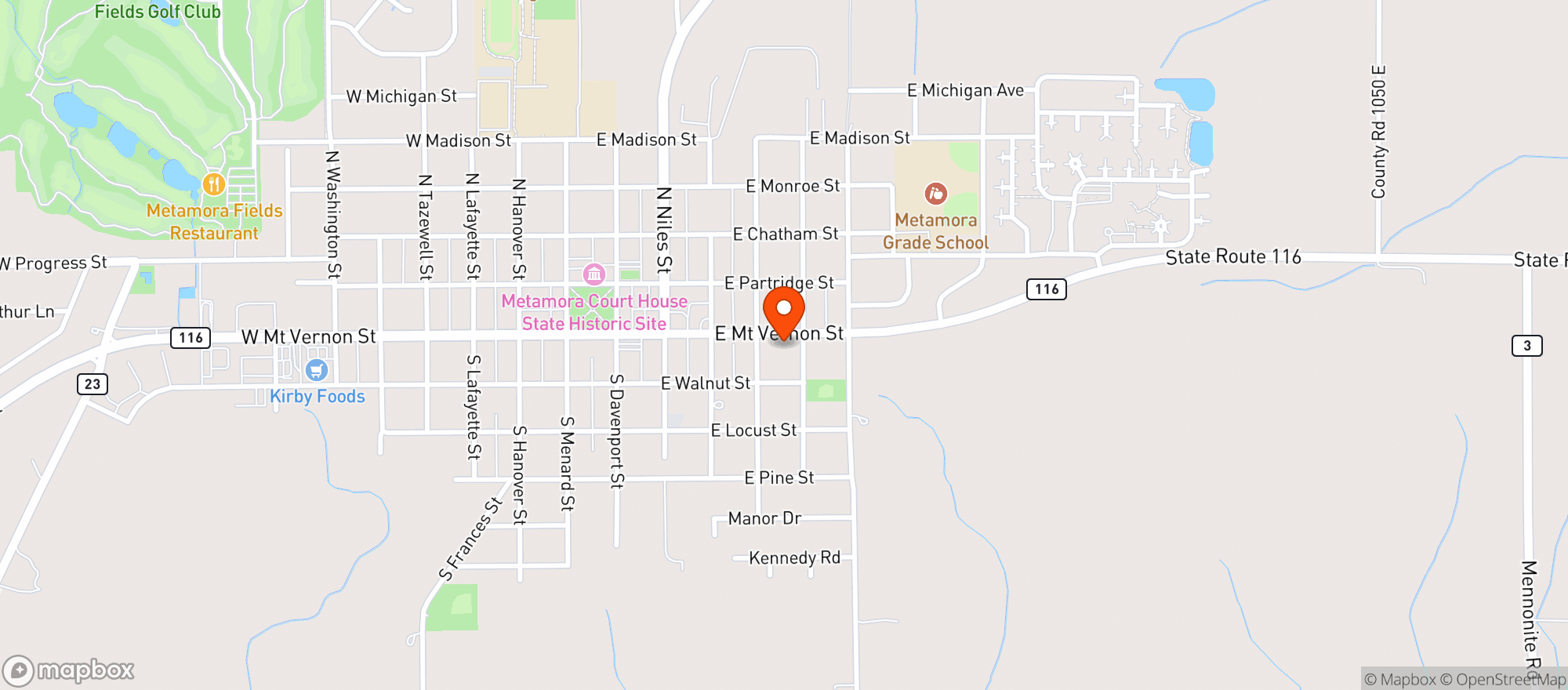 Map showing Sues Place