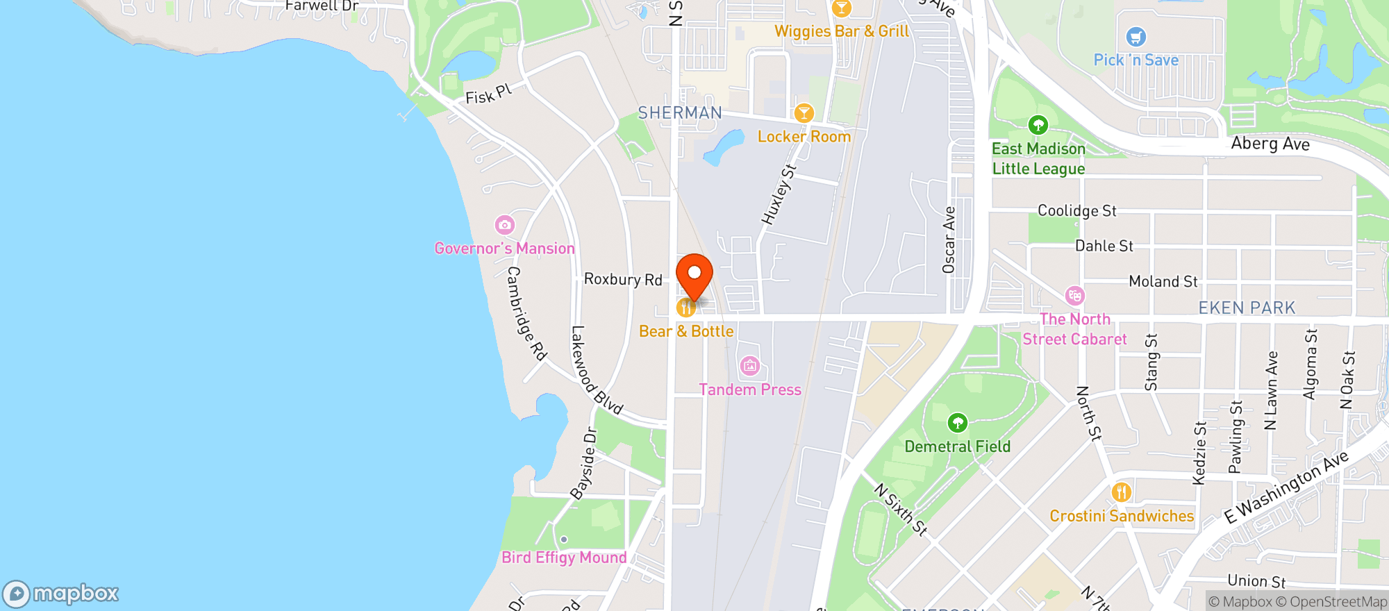 Map showing Bear & Bottle