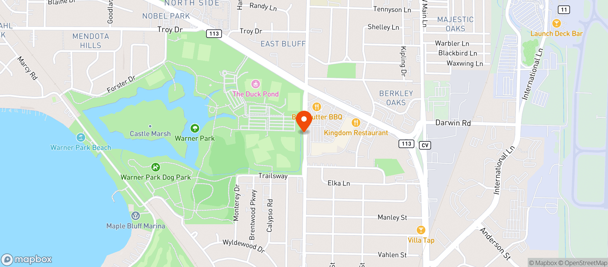 Map showing Madison Mallards