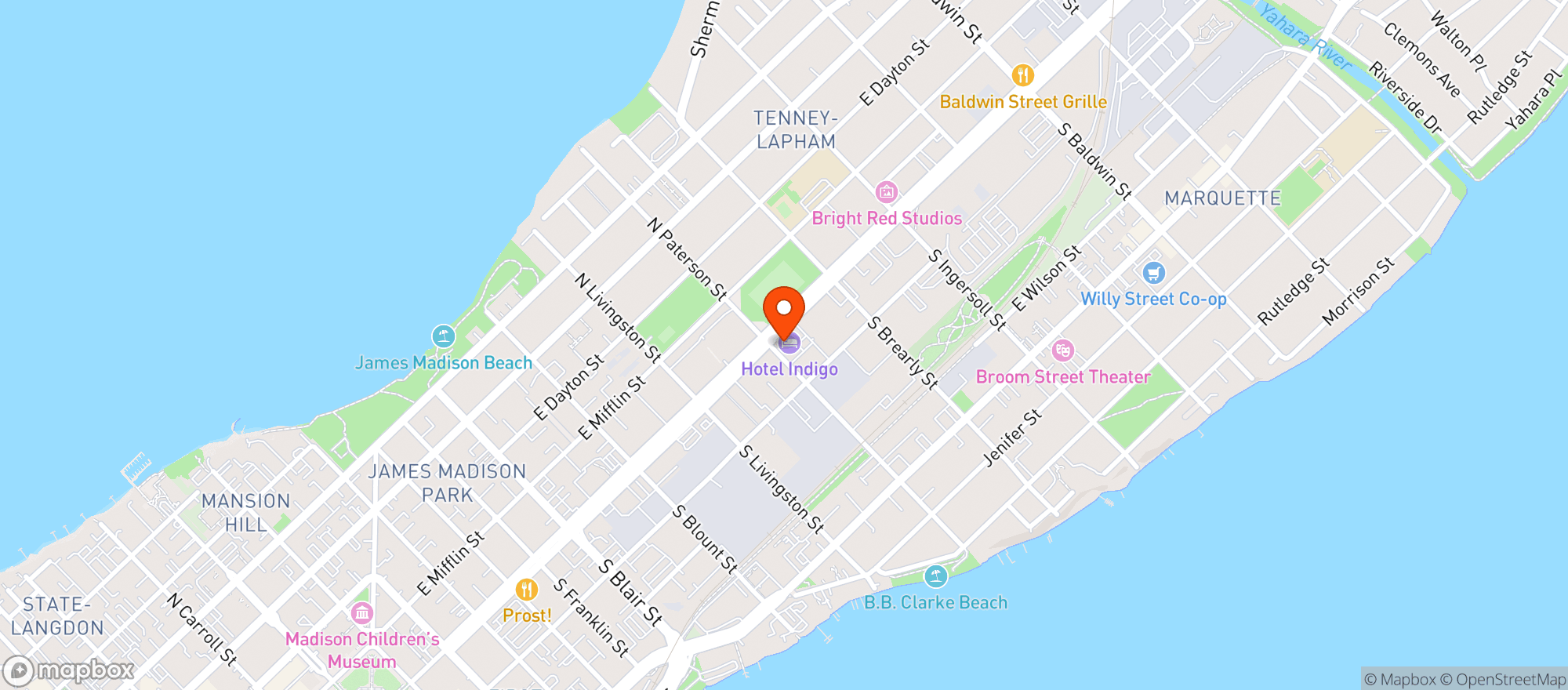 Map showing Hotel Indigo