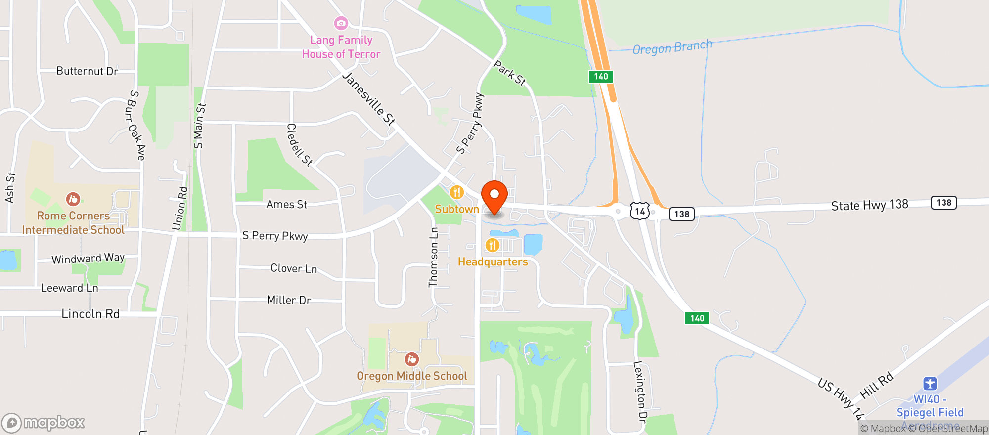 Map showing Kwik Trip #372 - Oregon South