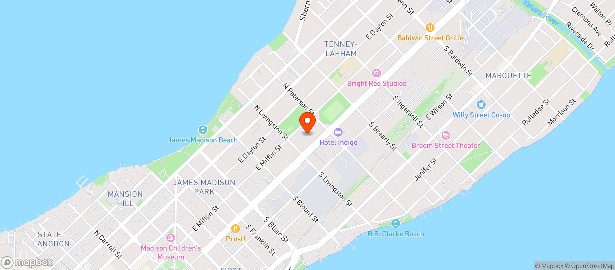 Map showing Madison Forward Fc Shop