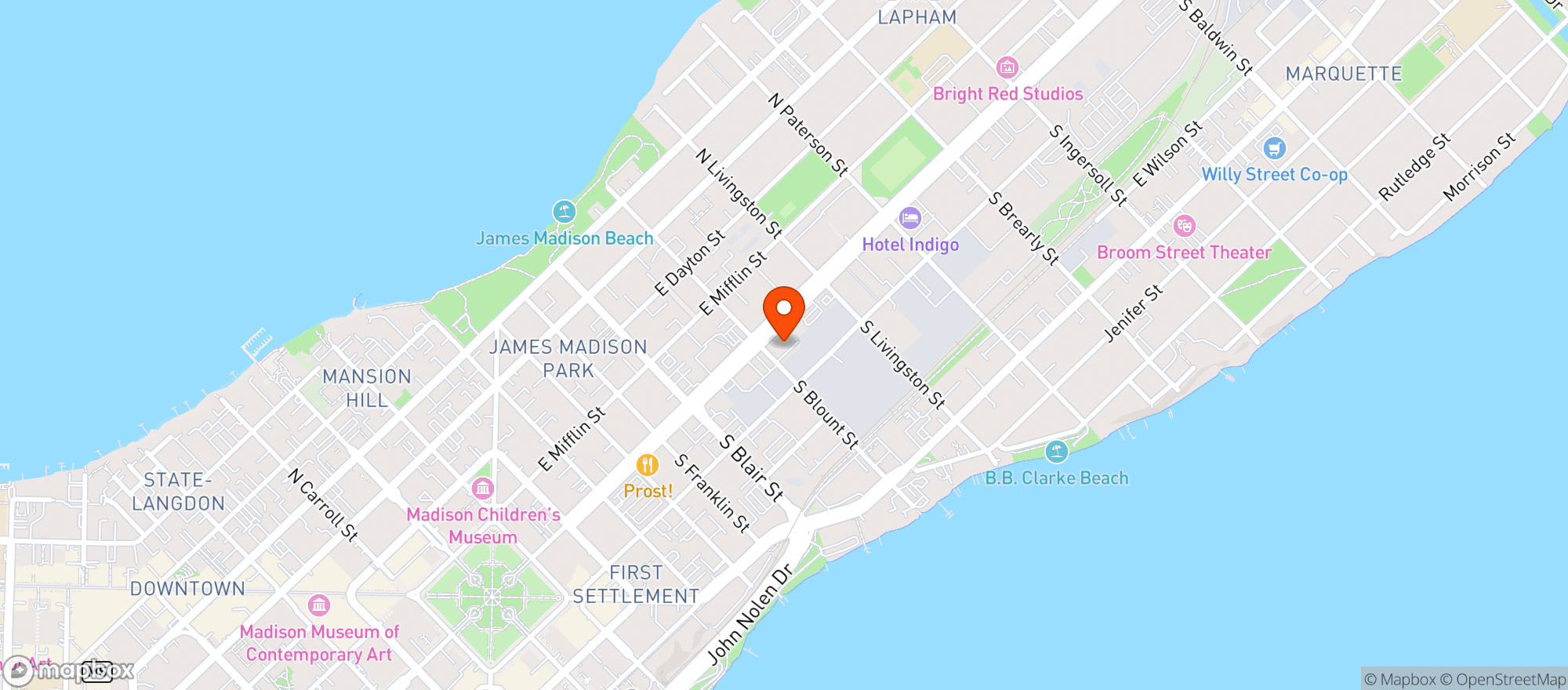 Map showing Brass Ring Restaurant
