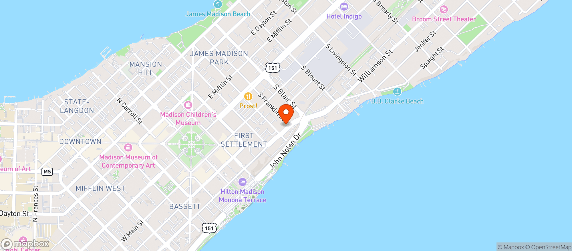 Map showing Cardinal Bar