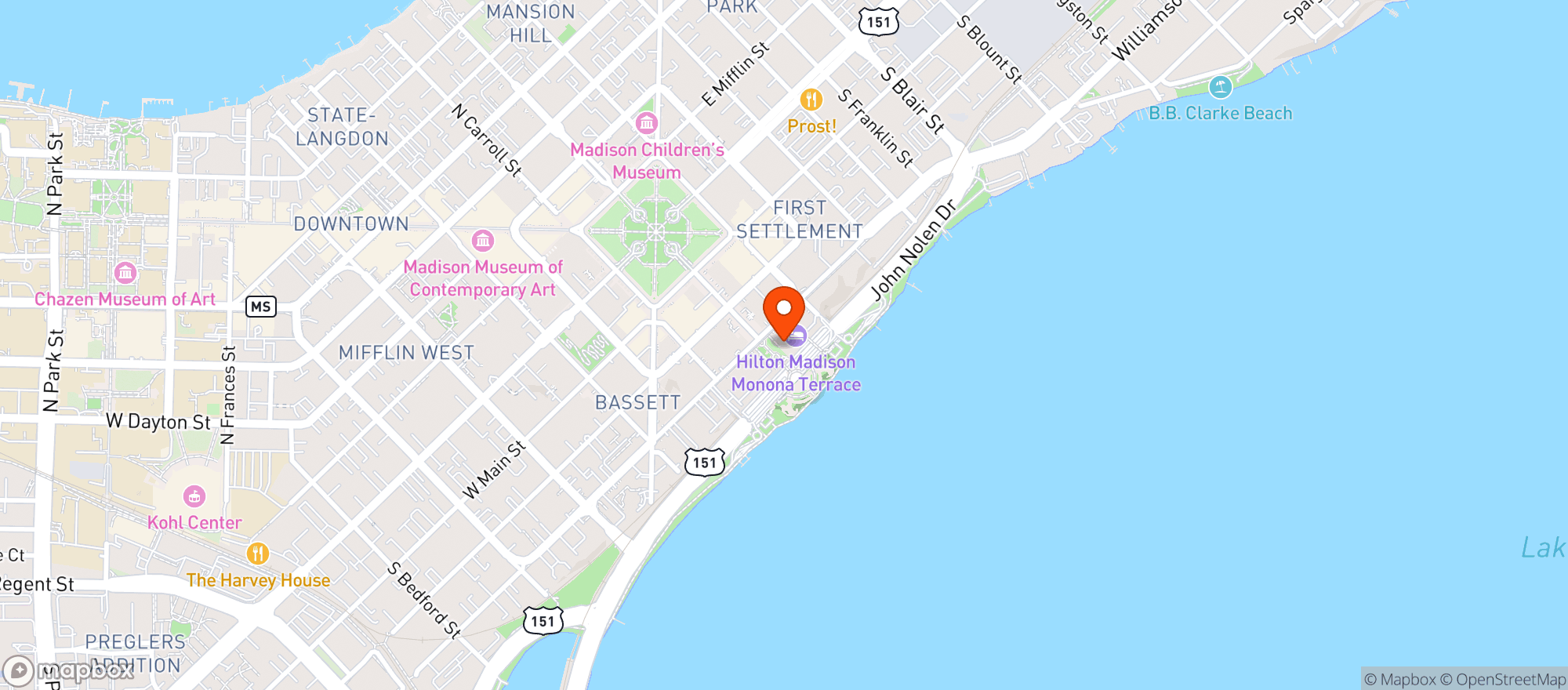 Map showing Madison Club