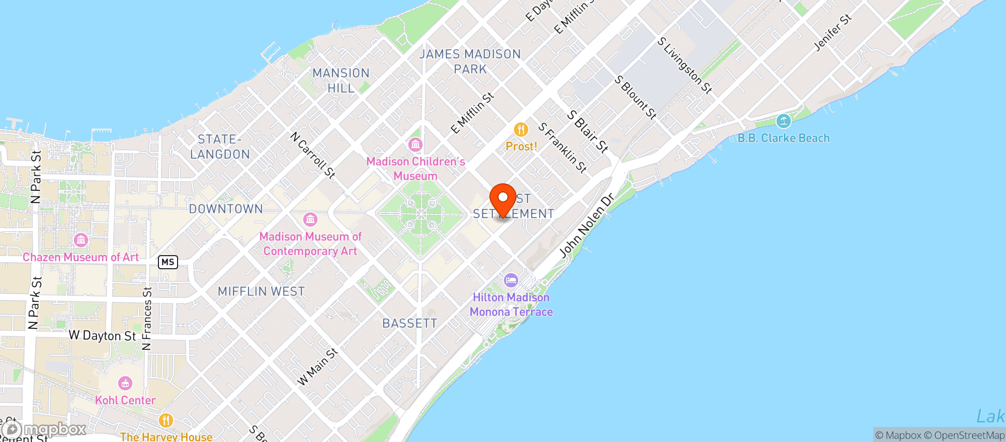 Map showing Madison S