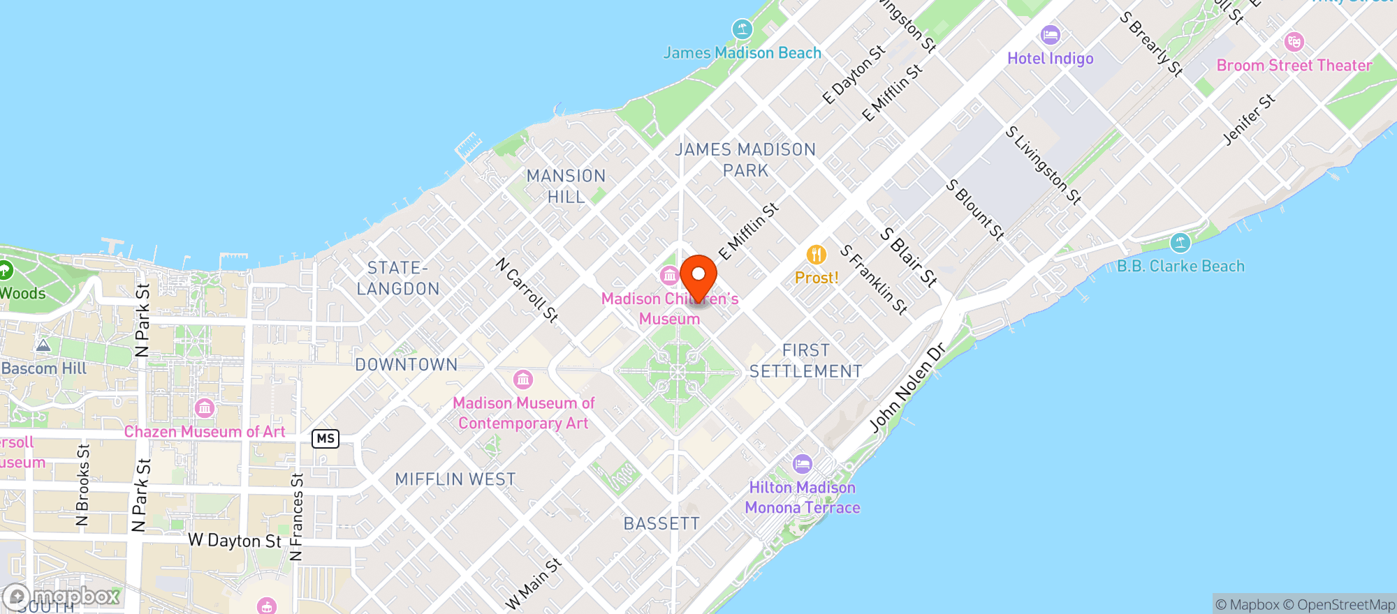Map showing The Old Fashioned Tavern & Restaurant