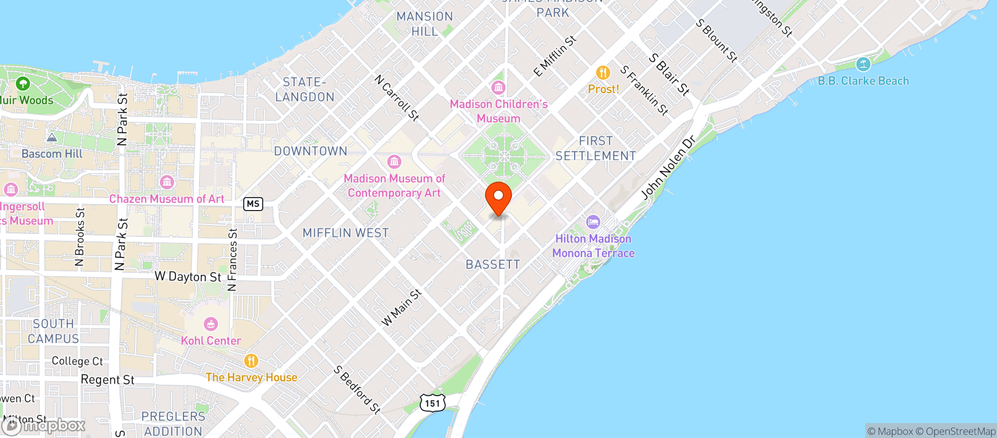 Map showing Gennas Lounge