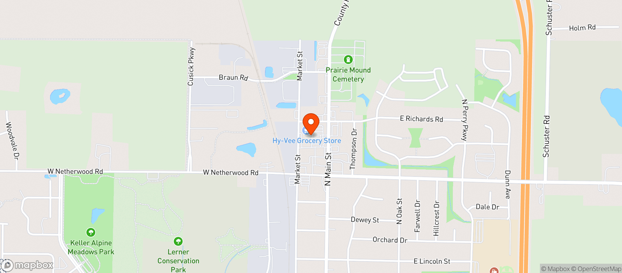 Map showing Hy Vee Food Store