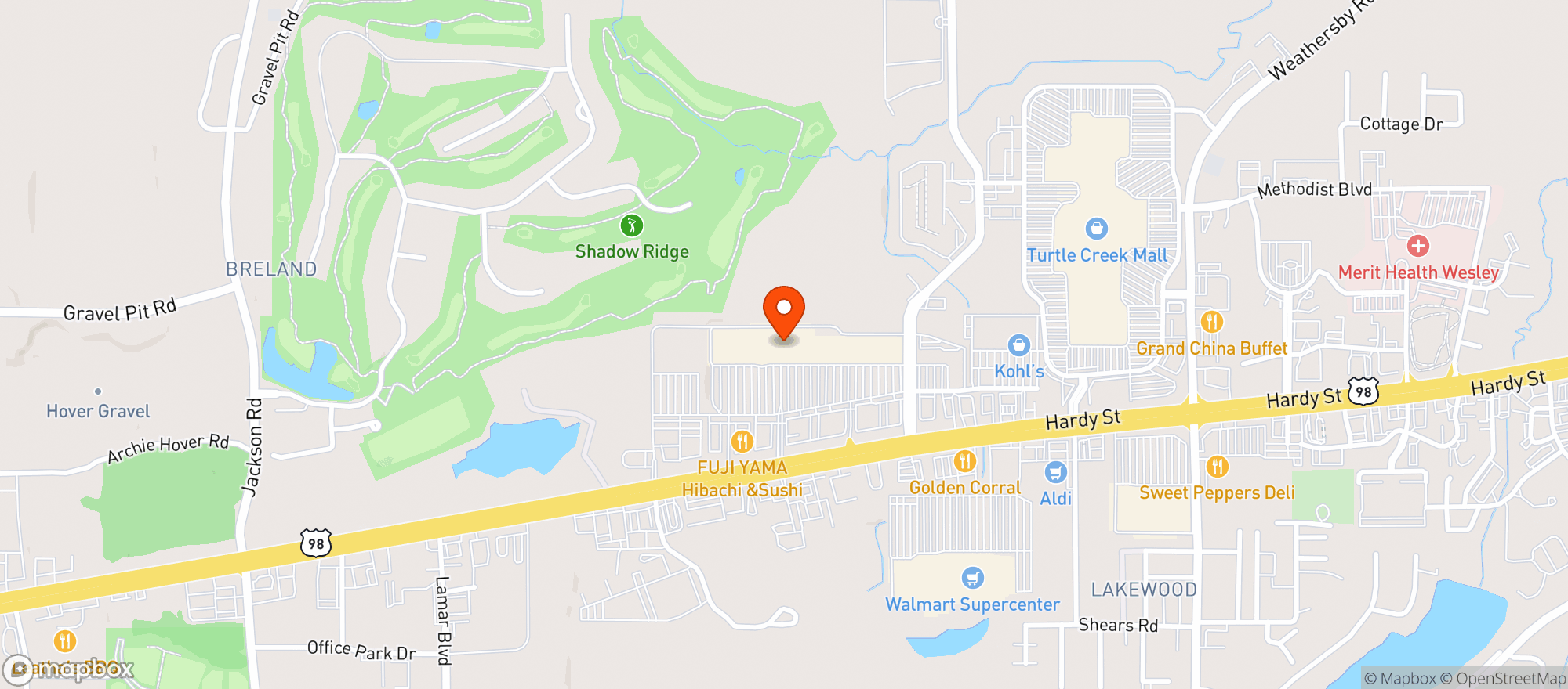 Map showing Target - Hattiesburg