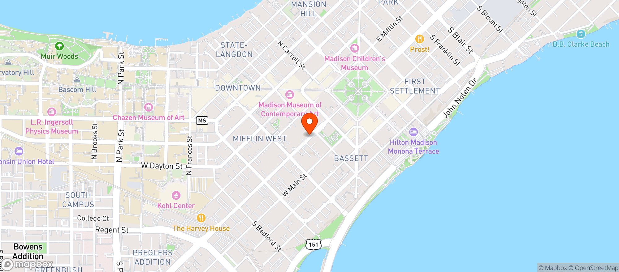 Map showing Red Sushi