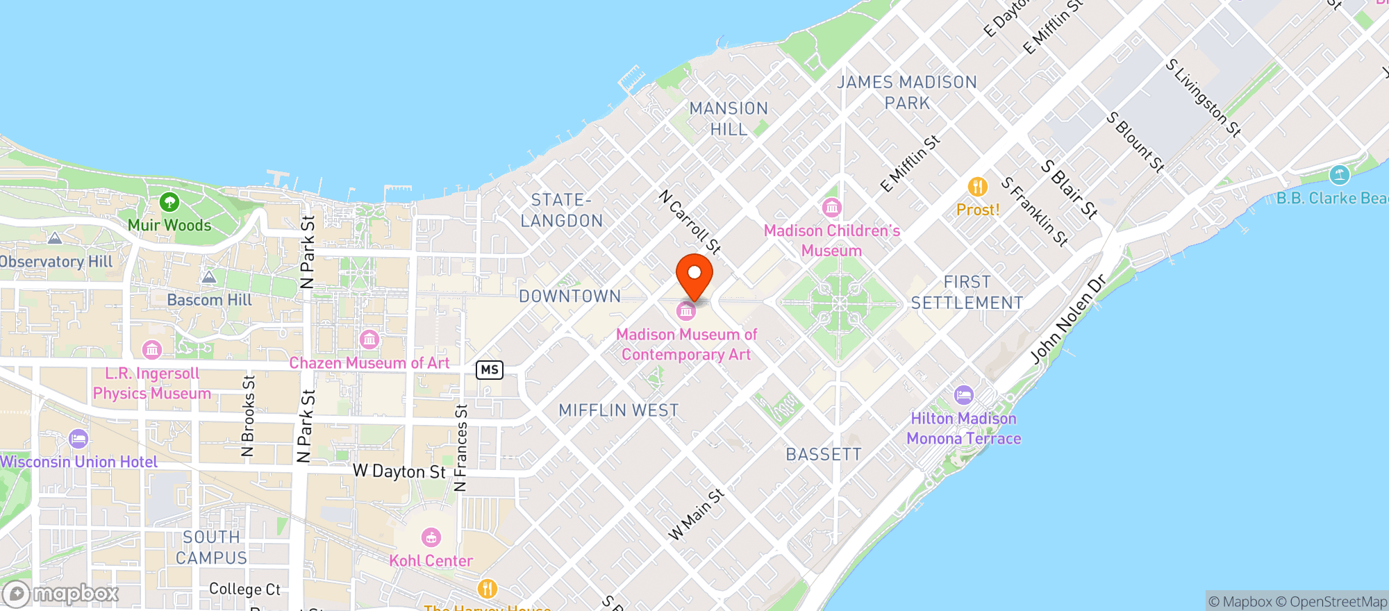 Map showing Catering A Fresco Overture Center