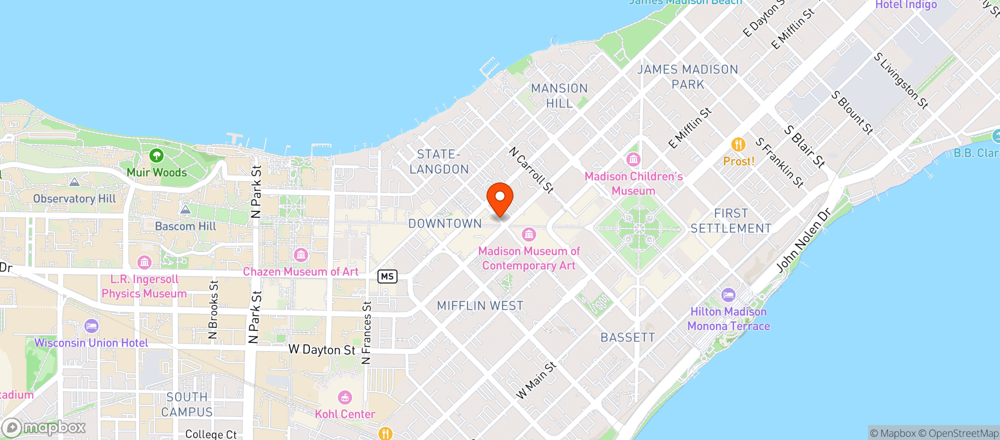 Map showing Madison Modern Market