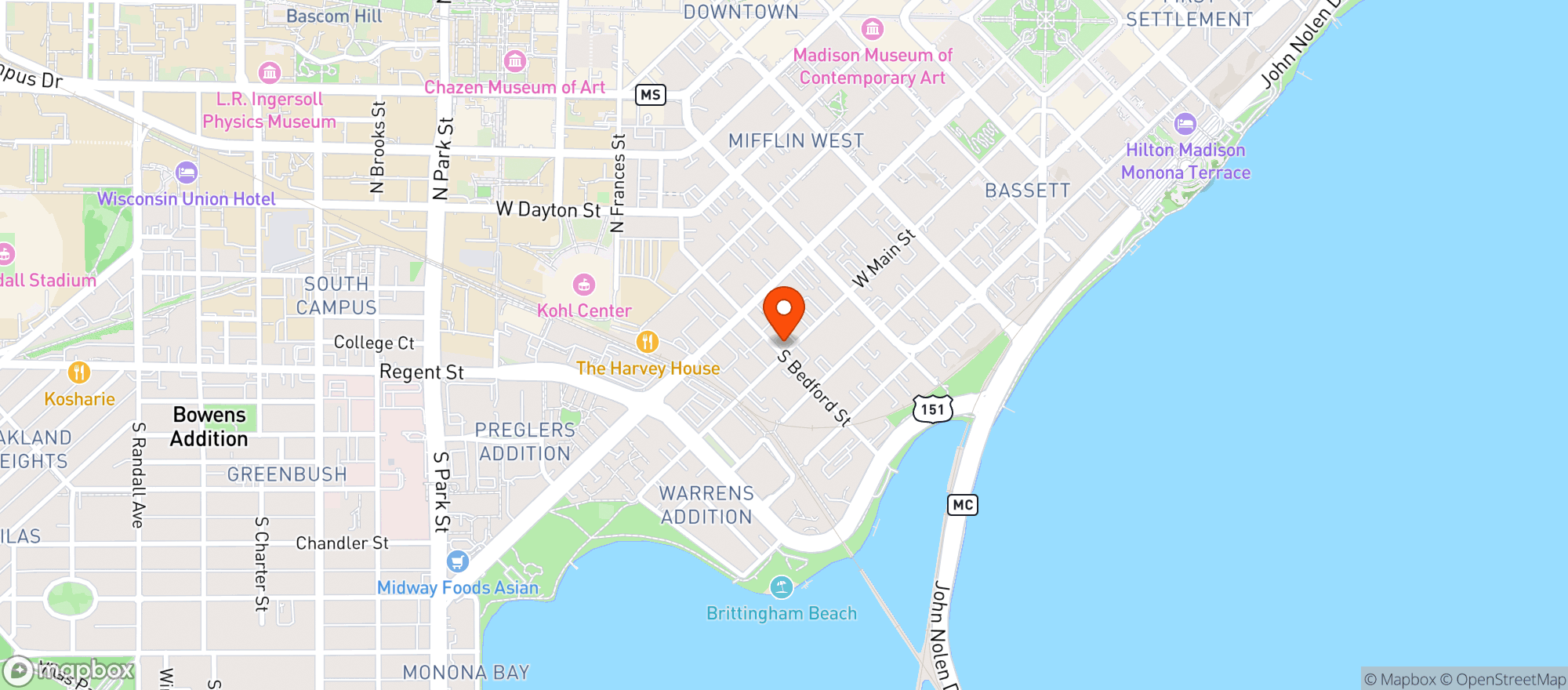 Map showing Echo Tap Tavern