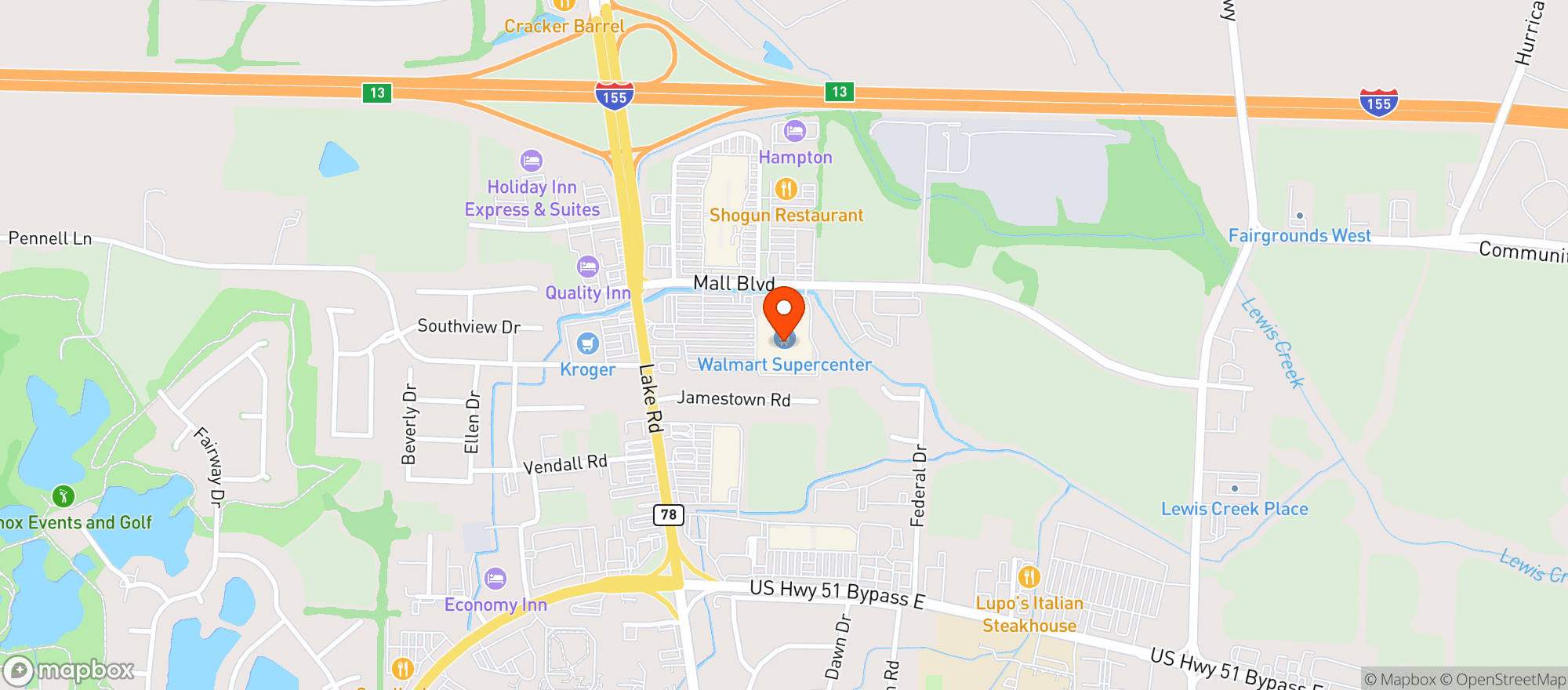 Map showing Walmart Supercenter