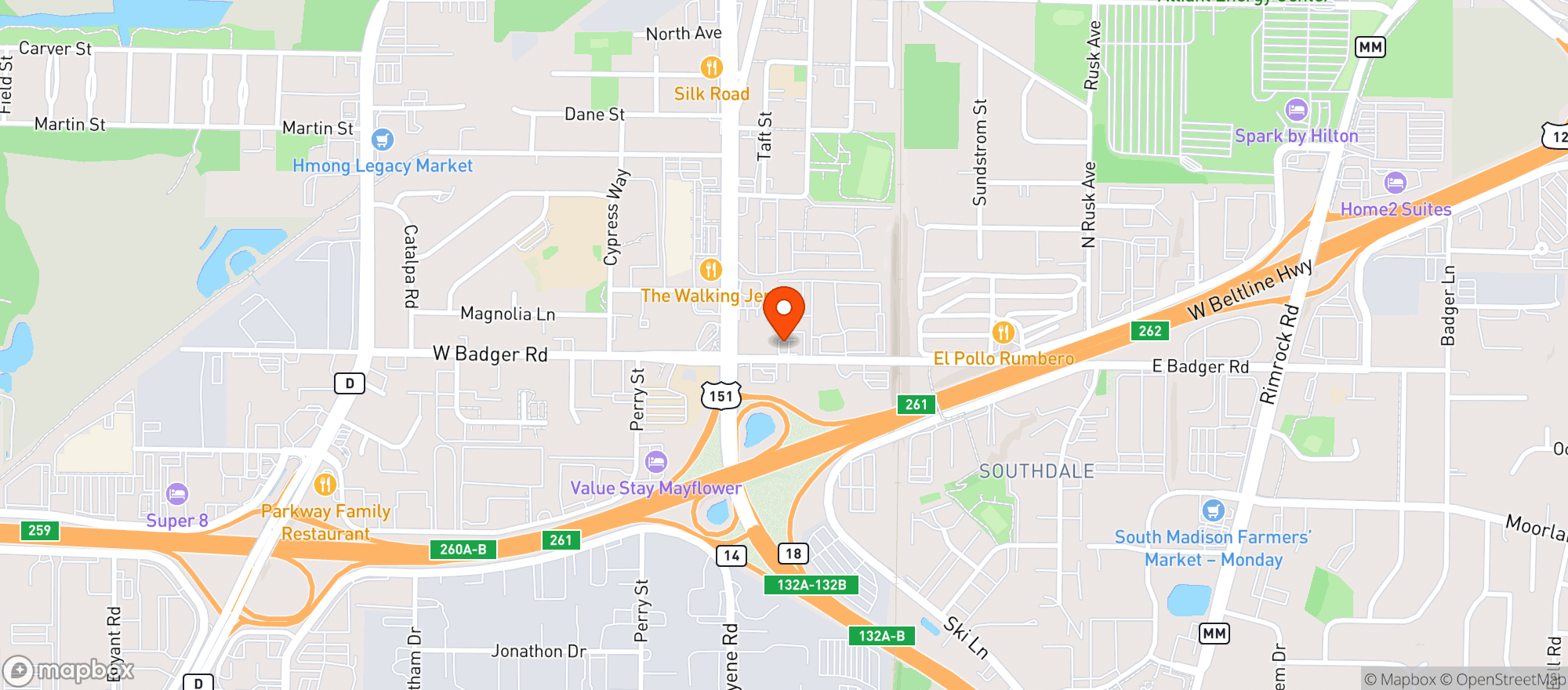 Map showing J & G Mini Market