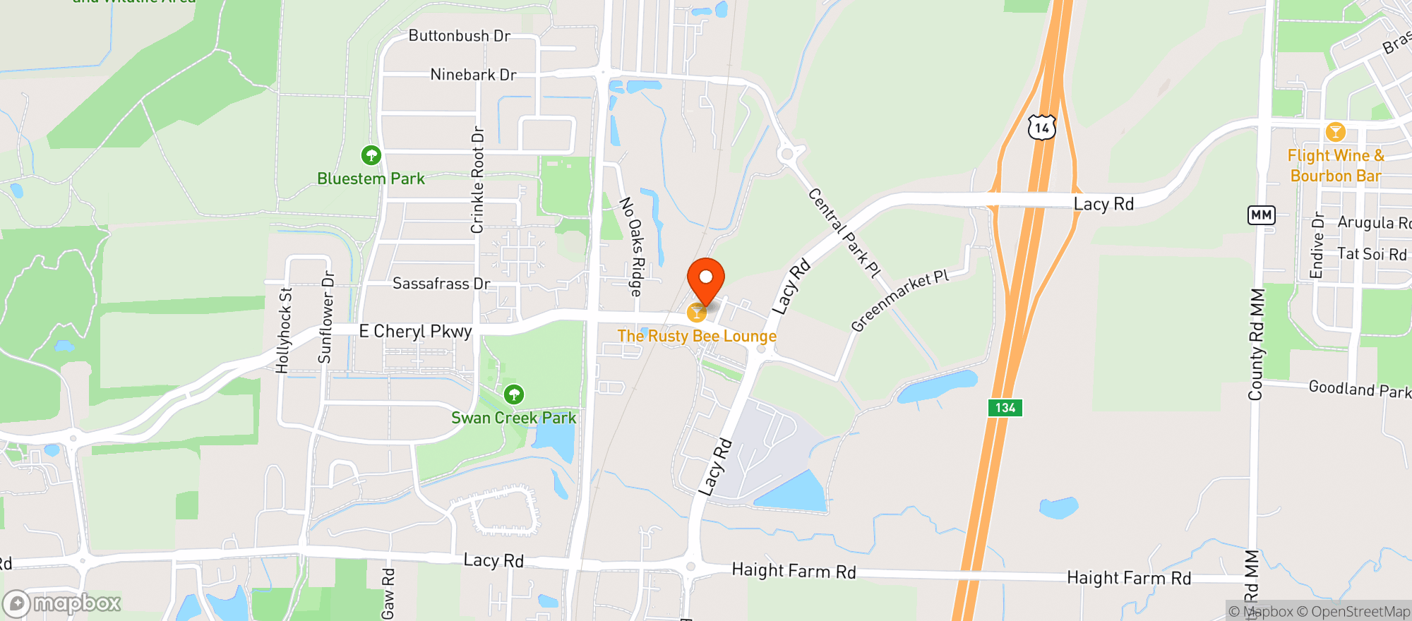 Map showing Rusty Bee Lounge
