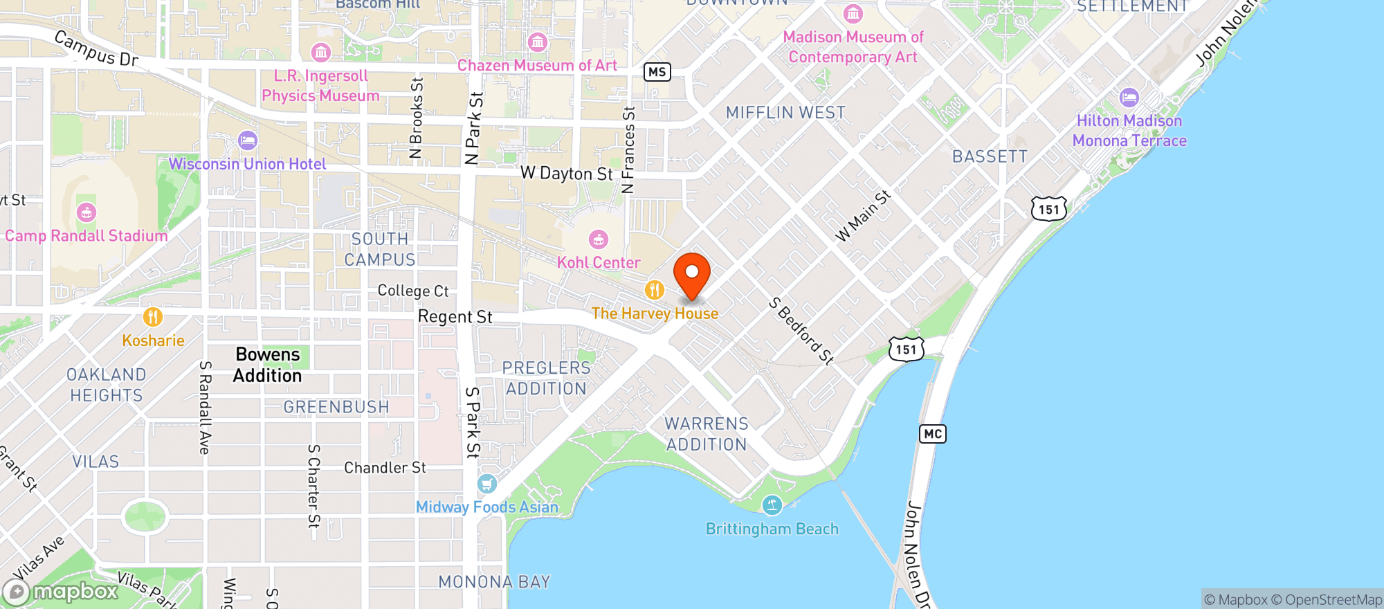 Map showing Harvey House