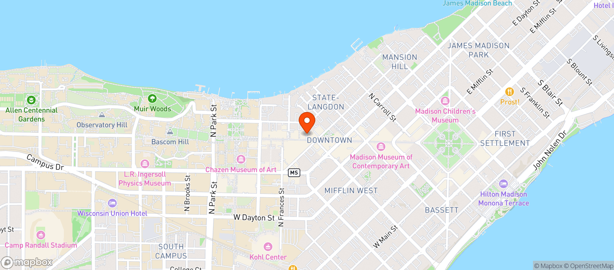 Map showing Knuckleheads - Madison
