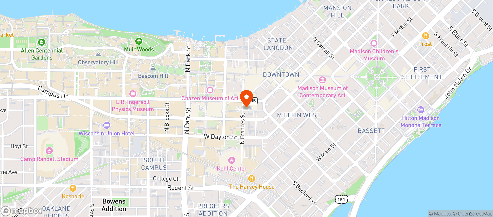 Map showing Vintage Spirits & Grill
