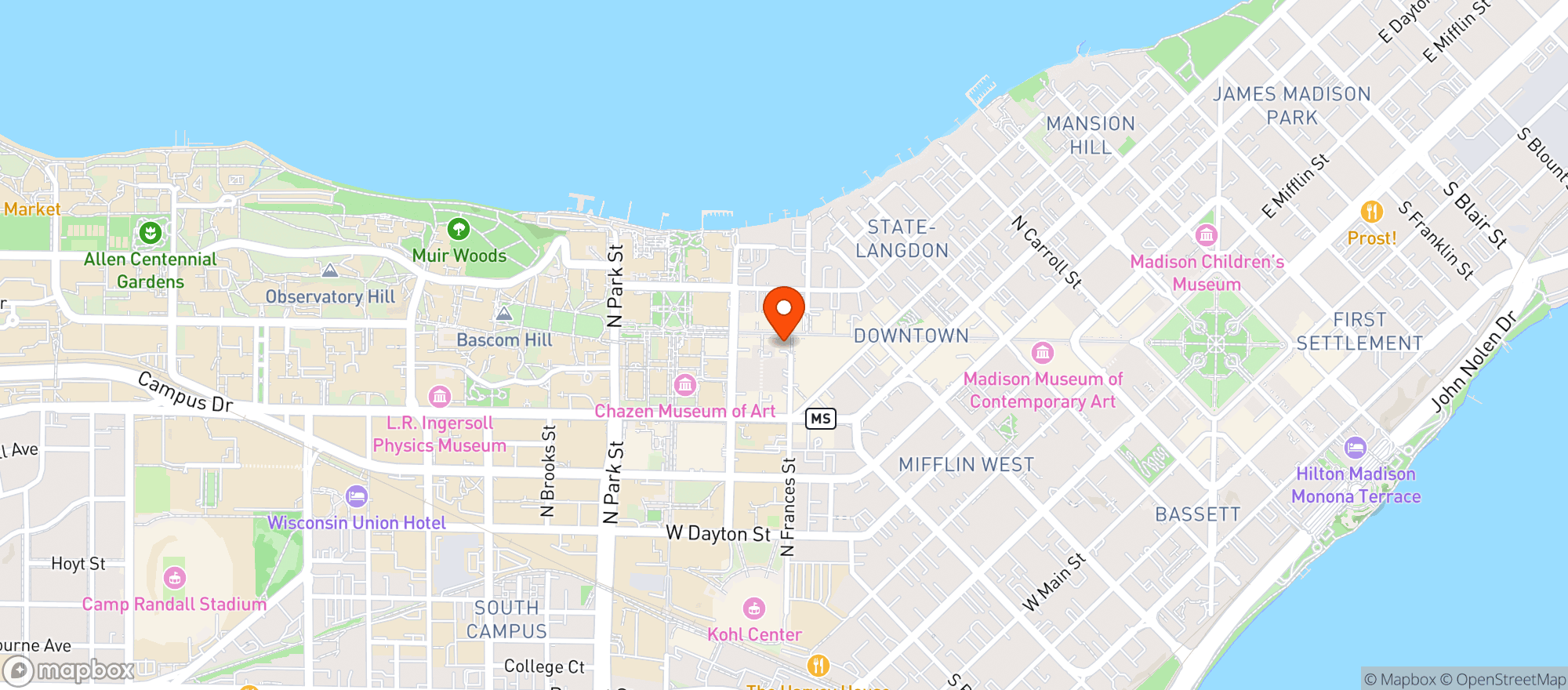 Map showing State Street Brat
