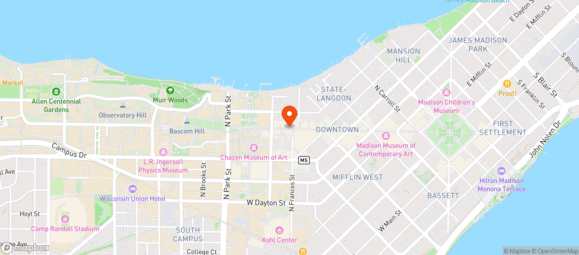 Map showing The City Bar & Restaurant