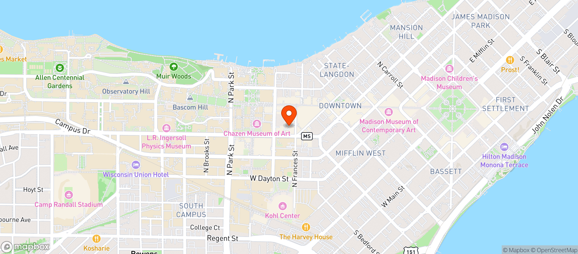 Map showing Mom's Bar