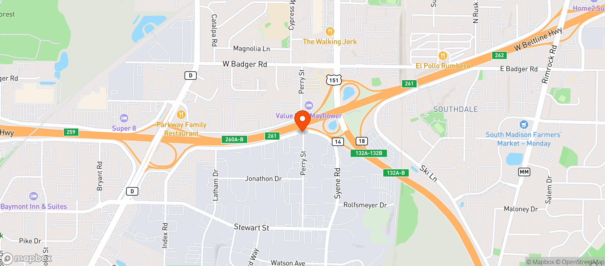 Map showing Five Nightclub