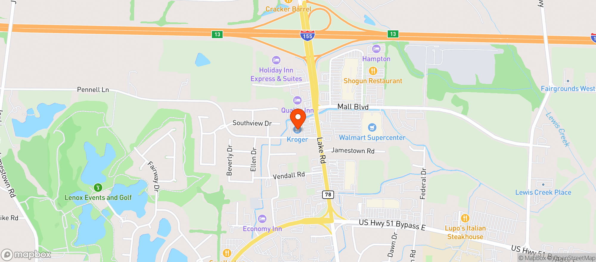 Map showing Kroger