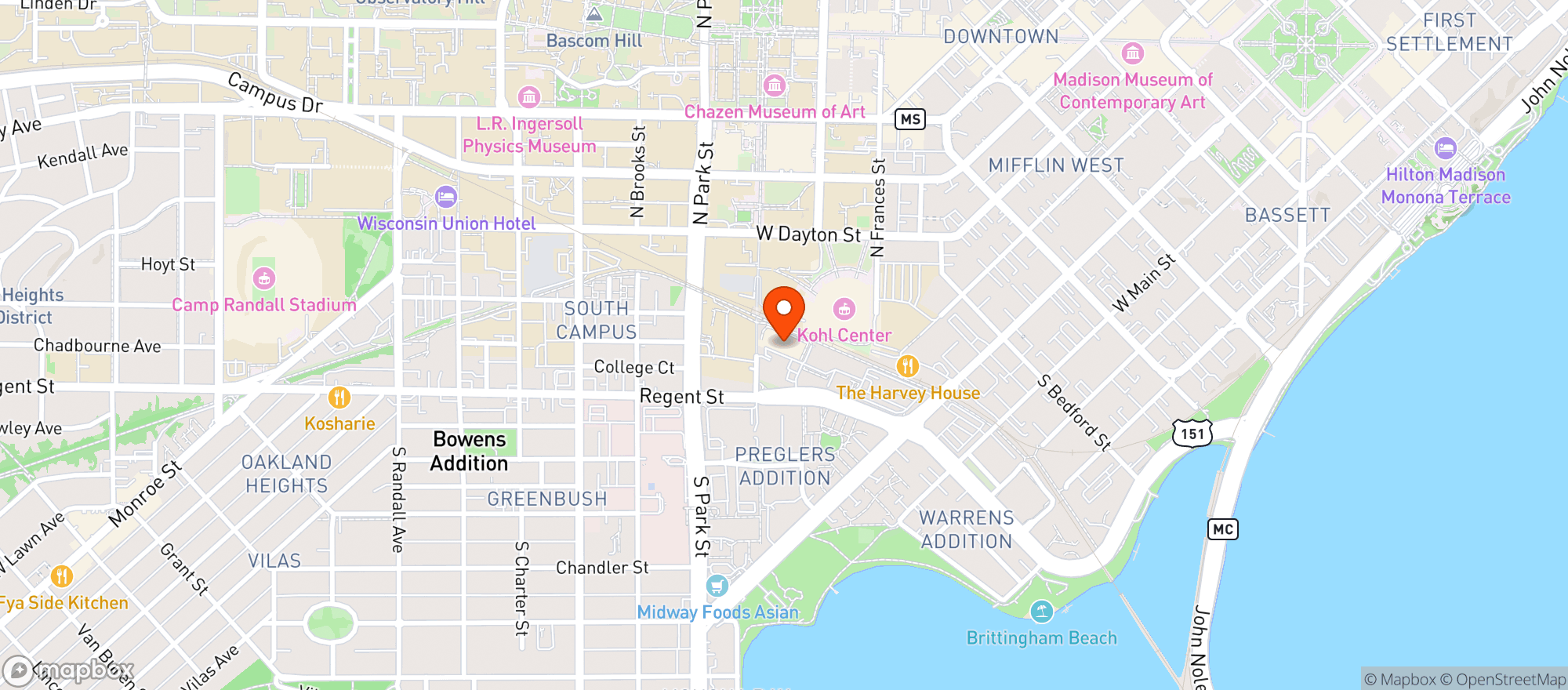 Map showing Hilton Garden Inn - Madison