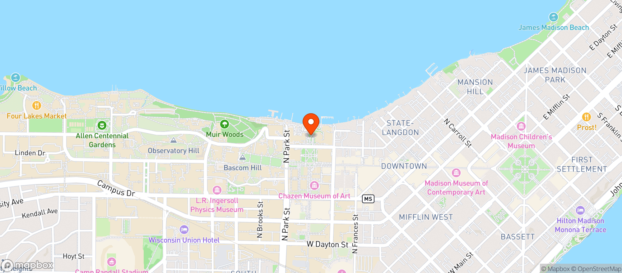 Map showing Alumni Park