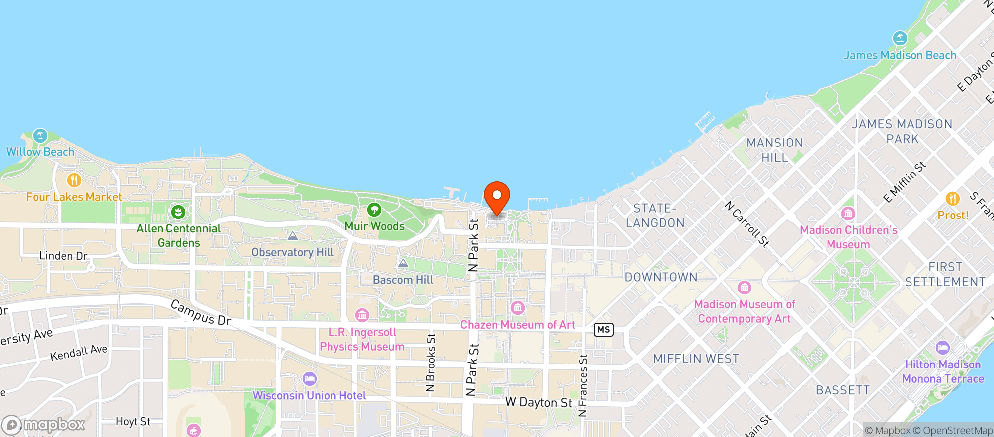 Map showing Memorial Union Terrace