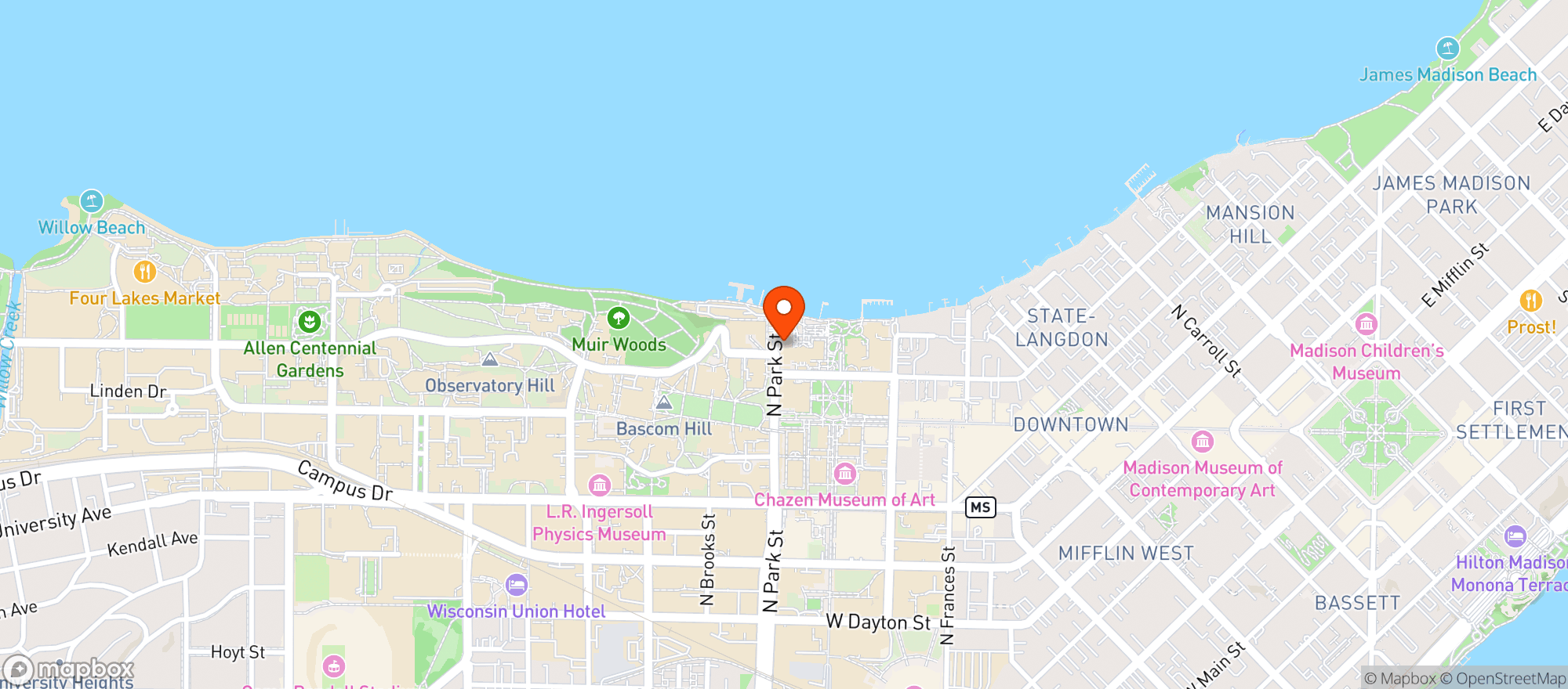 Map showing Wisconsin Union Theater