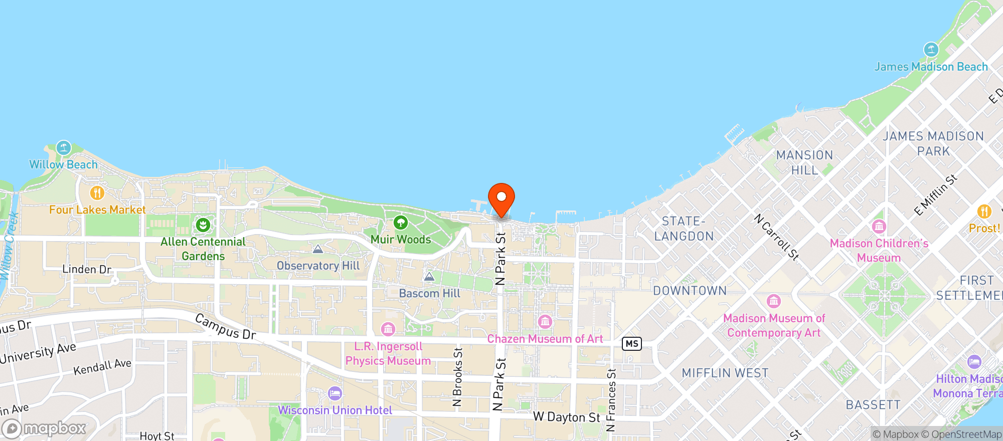 Map showing Hoofer Sailing Club